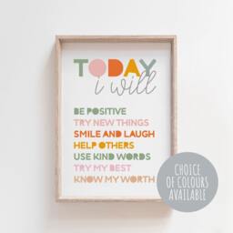 Girls Motivational Bedroom Prints, Inspirational Quotes, Self Care Poster, Kids Positive Wall Art, Classroom Decor, Girls Posters - thumbnail 1
