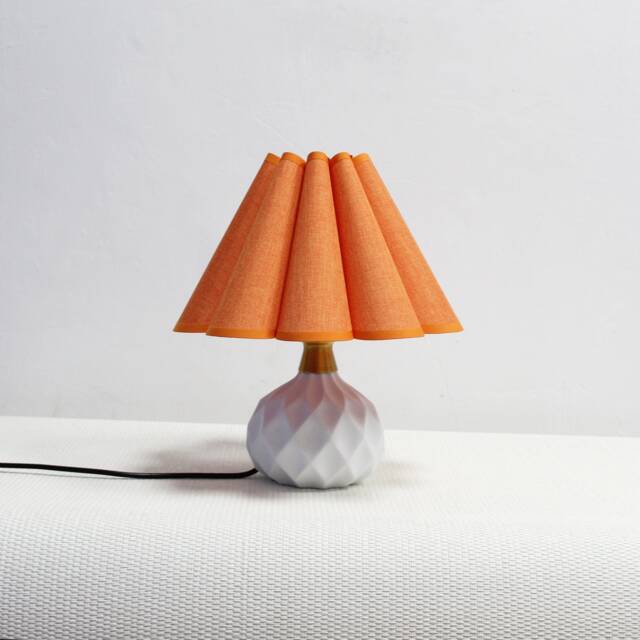 Handmade Orange Fabric Lampshade Ceramic Table Lamp - image 1