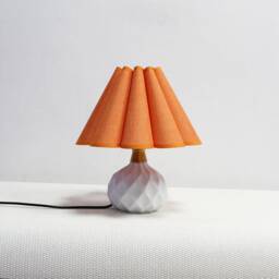 Handmade Orange Fabric Lampshade Ceramic Table Lamp