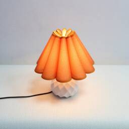 Handmade Orange Fabric Lampshade Ceramic Table Lamp - thumbnail 4