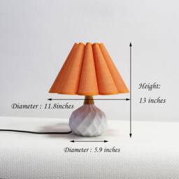 Handmade Orange Fabric Lampshade Ceramic Table Lamp - thumbnail 2
