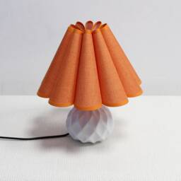 Handmade Orange Fabric Lampshade Ceramic Table Lamp - thumbnail 3