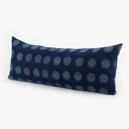 Hmong Indigo Batik Lumbar Pillow - Hill Tribe Woven Cushion With Kapok Insert - thumbnail 3