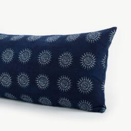 Hmong Indigo Batik Lumbar Pillow - Hill Tribe Woven Cushion With Kapok Insert - thumbnail 4