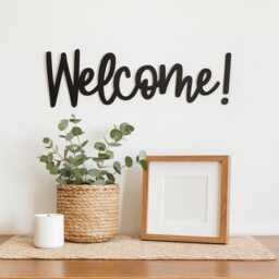 Welcome Wall Sign- Wooden Door & Decor - Self-Adhesive 3M Backing Entryway, Hallway, Porch Decoration - thumbnail 1