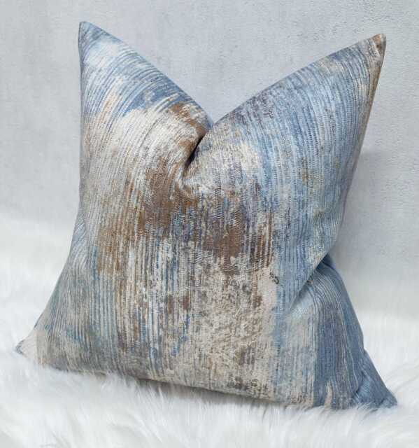 Ombre Slate Blue & Brown Cushion Cover Fresco John Lewis & Partners Embroidered Cushion Cover/ Throw Cover - image 1