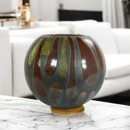Spherical Raku Ceramic Table Lamp With Warm Autumnal Colours, To Create An Elegant & Harmonious Atmosphere in Your Home. Created By Manl114 - thumbnail 2