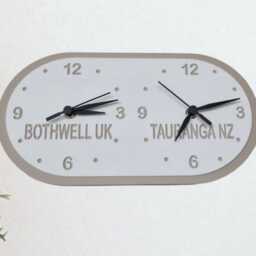 Custom Two Time Zone Clock Personalized City & Country Names - thumbnail 2