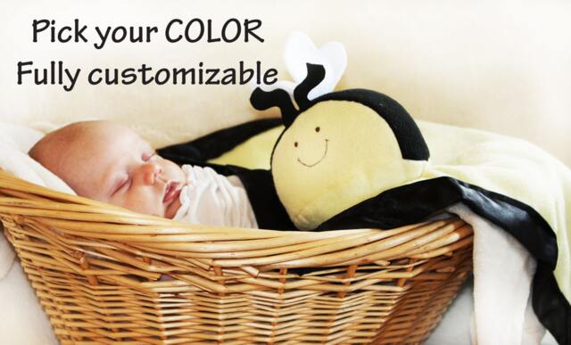 Bumble Bee Security Blanket Handmade Baby Lovey With Satin - image 1
