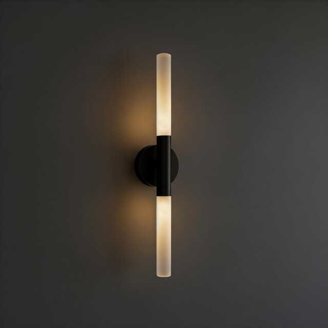 Modern Linear Wall Sconce, Double Tube Opal Light, Brass/Black/Nickel Finish, Mid Century Vanity Bathroom Hallway Sconce - image 1