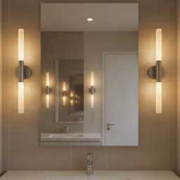 Modern Linear Wall Sconce, Double Tube Opal Light, Brass/Black/Nickel Finish, Mid Century Vanity Bathroom Hallway Sconce - thumbnail 4