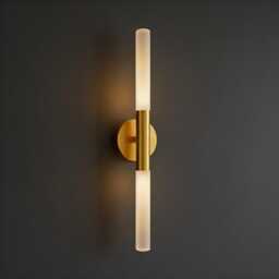 Modern Linear Wall Sconce, Double Tube Opal Light, Brass/Black/Nickel Finish, Mid Century Vanity Bathroom Hallway Sconce - thumbnail 3