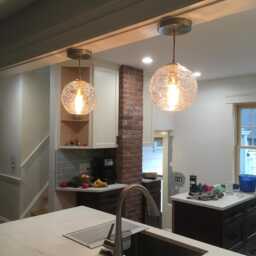Clear Glass Pendant Light - Handblown Stella Globe - Artisan Kitchen & Living Room Lighting - thumbnail 2
