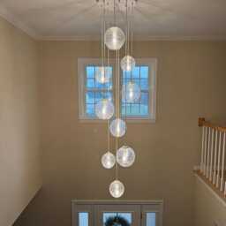 Clear Glass Pendant Light - Handblown Stella Globe - Artisan Kitchen & Living Room Lighting - thumbnail 3