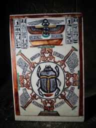 Egyptian Dendera Wall Symbols With Scarab Made From Alabaster Stone
