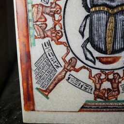 Egyptian Dendera Wall Symbols With Scarab Made From Alabaster Stone - thumbnail 4