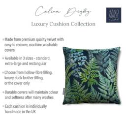 Ferns Velvet Cushion Cover, Woodland Design, Handmade in The UK - thumbnail 2