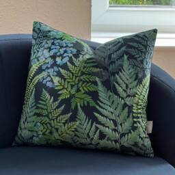 Ferns Velvet Cushion Cover, Woodland Design, Handmade in The UK - thumbnail 3