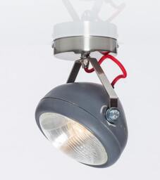 No.7 Vintage Spotlight in Grey - Lamp Made Of Headlight Handmade Wall Or Ceiling Light Industrial Interior - thumbnail 2