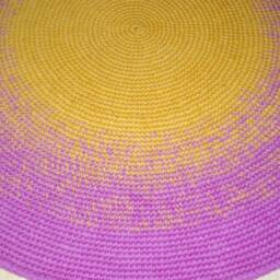 Handmade Wool Round Rug, Modern Color Block Design - thumbnail 3