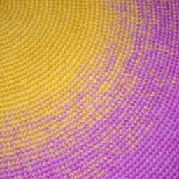 Handmade Wool Round Rug, Modern Color Block Design - thumbnail 2
