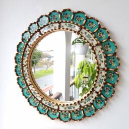 "Peruvian Mirrors ""Harmonious Turquoise 40cm" - thumbnail 2