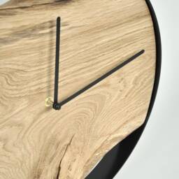 Loft Clock - Oak, Round, Black Steel Rim, Old Wood, Design - thumbnail 3