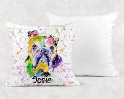 Personalised Watercolour Rainbow English Bulldog Cushion, Cuddle Pillow, Birthday Gift - thumbnail 1