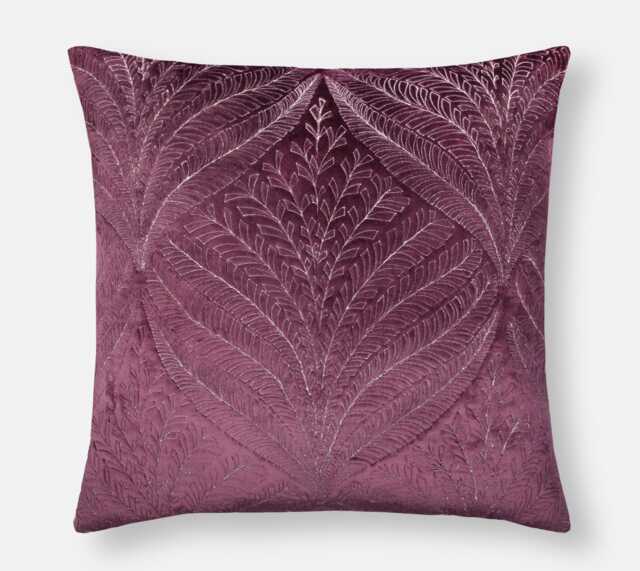 Wine Velvet Euro Sham Cover Embroidered Zari Leaf Pillow - Bmcc166 - image 1