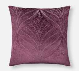 Wine Velvet Euro Sham Cover Embroidered Zari Leaf Pillow - Bmcc166 - thumbnail 1