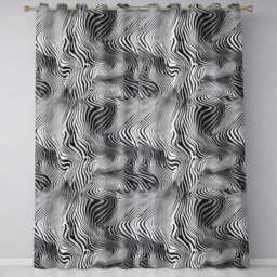 Bold Black White Zebra Wave Pattern Seamless Readymade Eyelet Ring Top Thermal 100% Blackout Curtains - thumbnail 2