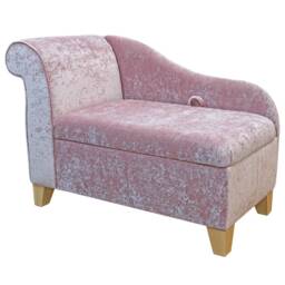 Handmade Blush Pink Velvet Storage Chaise Longue Small Ottoman Blanket Box - thumbnail 2