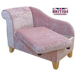 Handmade Blush Pink Velvet Storage Chaise Longue Small Ottoman Blanket Box - thumbnail 1
