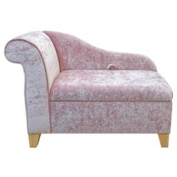 Handmade Blush Pink Velvet Storage Chaise Longue Small Ottoman Blanket Box - thumbnail 3