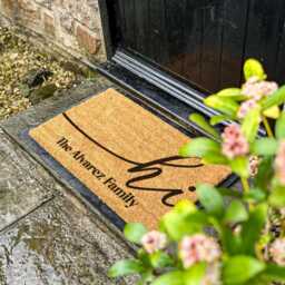 Custom Hi Family Name Doormat, Home Decor Gift, Wedding Unique Engagement Or Couple Made - thumbnail 2