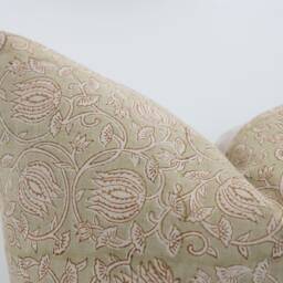 Mia -- Muted Green Floral Pillow Cover Block Print Farmhouse Spring Summer Light Sage - thumbnail 2
