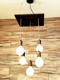 Farmhouse Kitchen Chandelier Shabby Chic Reclaimed Wood 5 Pendant Lights Rustic - thumbnail 3