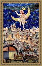 Handmade Angel Cross-stitch Patchwork Wall Decor - 35x55 cm - thumbnail 1