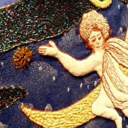 Handmade Angel Cross-stitch Patchwork Wall Decor - 35x55 cm - thumbnail 3