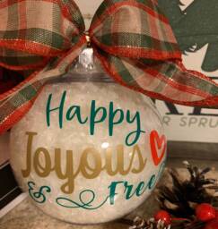 Happy Joyous & Free Christmas Tree Ornament, Recovery Aa Or Na