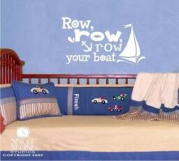 Row Your Boat Nursery Wall Decal Vinyl Song Quote - thumbnail 1