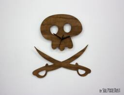 Pirate Skull - Wooden Wall Clock - thumbnail 1