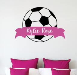 Girls Soccer Team Banner Custom Name Wall Decal For Kids Room Playroom Athletic Fun Large Personalized Art Sport 211 - thumbnail 1