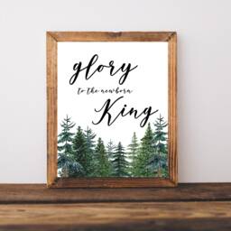 Christian Christmas Wall Art, Glory To The Newborn King, School Decor, Religious Mantle, Holiday Sign, Jesus Prints - thumbnail 1