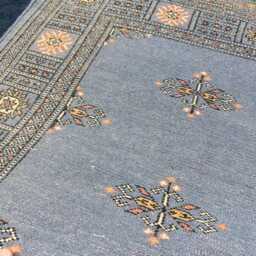 2.6x10 Gray 3 Ply Handmade Bokhara Runner Rug - Hallway Stairs Carpet, Extra Thick Pile - thumbnail 4
