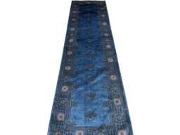 2.6x10 Gray 3 Ply Handmade Bokhara Runner Rug - Hallway Stairs Carpet, Extra Thick Pile