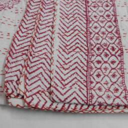 Handmade Cotton Kantha Quilt Bedspread, Indian Throw - thumbnail 4