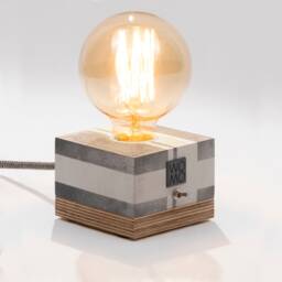 Hand-Painted Concrete Table Lamp, Design Industrial Decor, Edison Bedside Home Decor - thumbnail 1