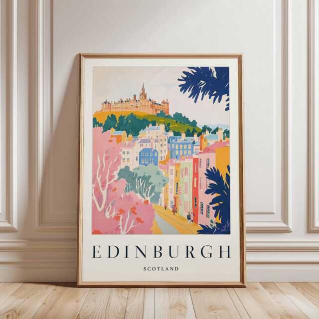 Edinburgh Scotland Travel Poster Cityscape Wall Art - image 1