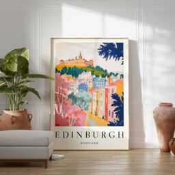 Edinburgh Scotland Travel Poster Cityscape Wall Art - thumbnail 2